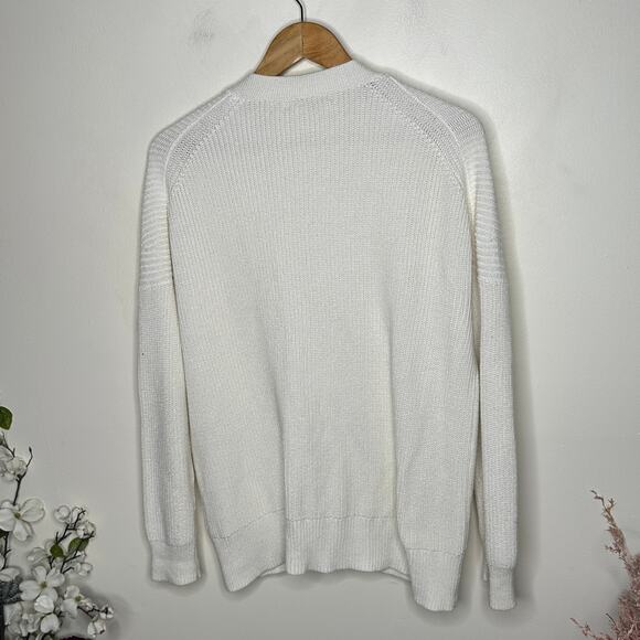 J. CREW Oversized V-Neck Cotton Cashmere Cardigan Sweater White Sz XS $128 {Q43} - Picture 4 of 7